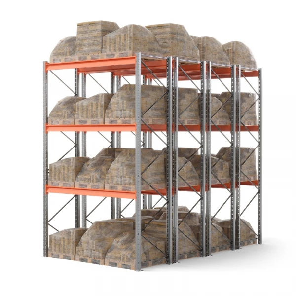 Стеллаж двойной глубины 4500х2700х1100 мм. Уровни хранения: пол+3 (3000 кг на ярус) HV Market