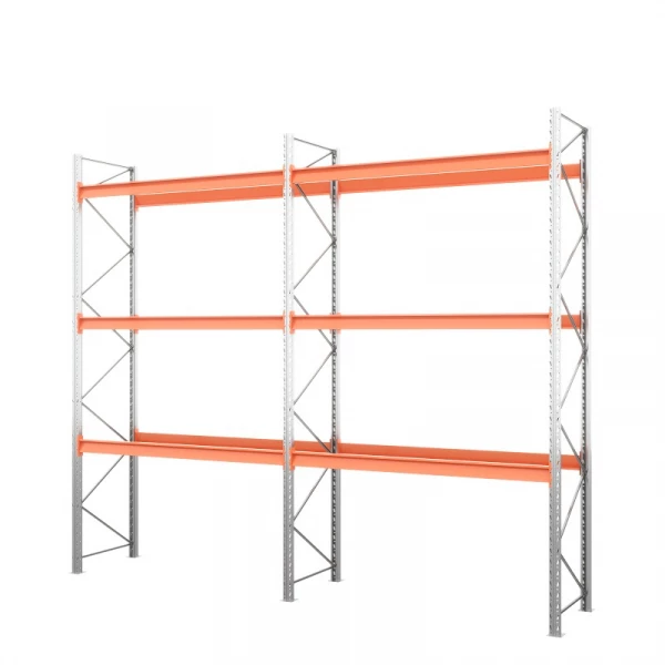 Две секции стеллажа металлического паллетного 4500х2700х1100 мм. Ярусы: пол+3 HV Market