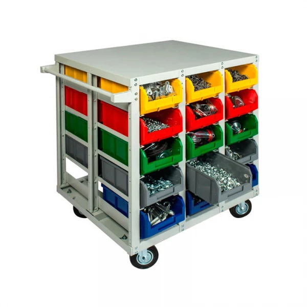 Стеллаж с направляющими мобильный двусторонний V3-30 ячеек (150И), г/п 400кг HV Market