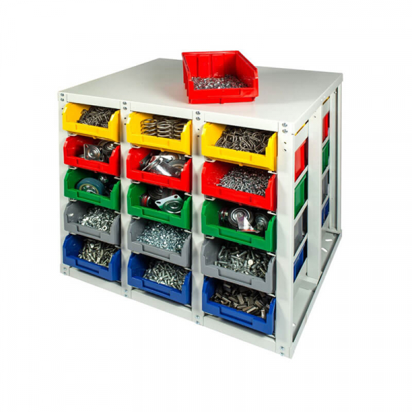 Стеллаж с направляющими мобильный двусторонний V3-30 ячеек (150И), г/п 400кг HV Market