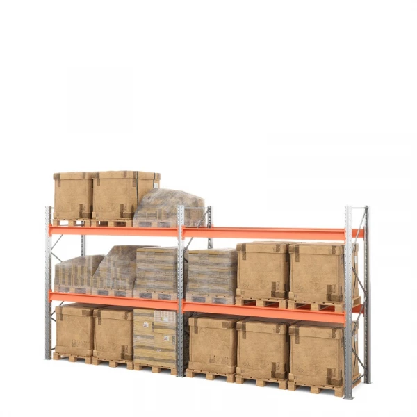 Две секции стеллажа металлического паллетного 3500х2700х1100 мм (70.1.5). Ярусы: пол+2 HV Market