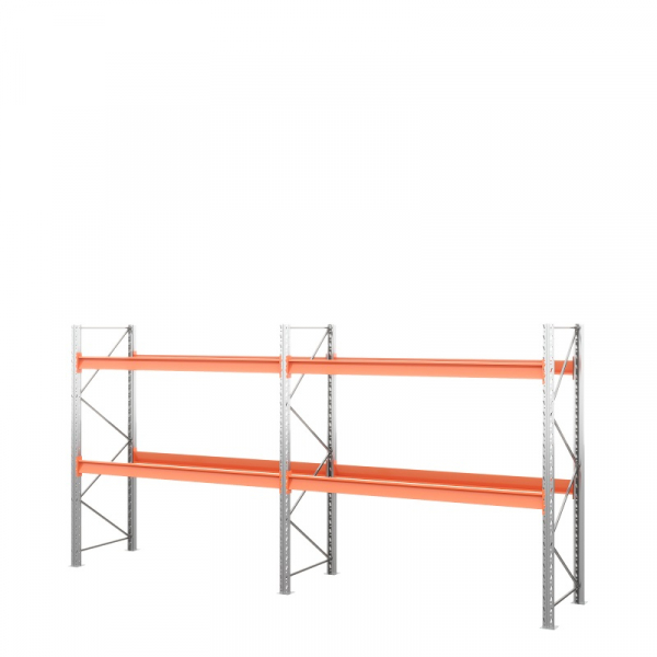 Две секции стеллажа металлического паллетного 3500х2700х1100 мм (70.1.5). Ярусы: пол+2 HV Market