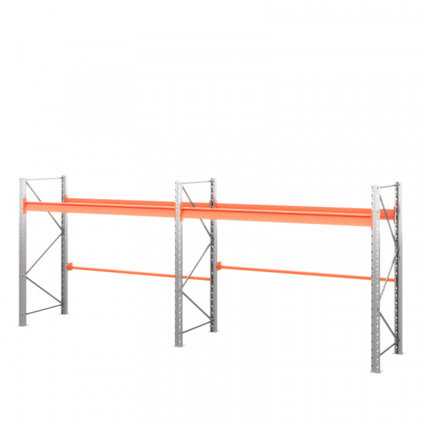 Две секции стеллажа металлического паллетного 2000х2700х1100 мм (70.1.5). Ярусы: пол+1 HV Market