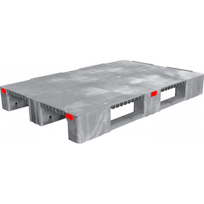 Поддон пластиковый TR 1208-1-1 (1800/6000/1500кг, 1200x800x150мм, усиленный сплошной на полозьях, окрашенный, серый) HV Market