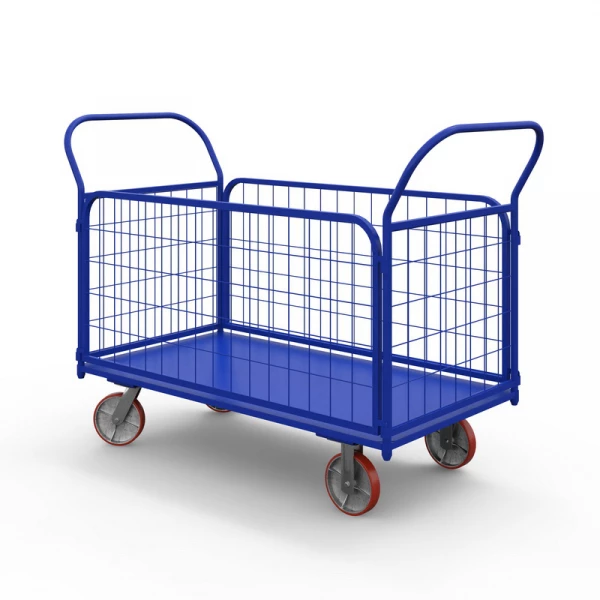 Тележка платформенная с сетчатыми бортами ТС 3 (600х1000) г/п 600 кг.200 чугун/полиуретан HV Market