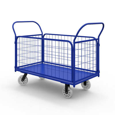 Тележка платформенная с сетчатыми бортами ТС 2 (600х900) г/п 600 кг.200 литой нейлон HV Market