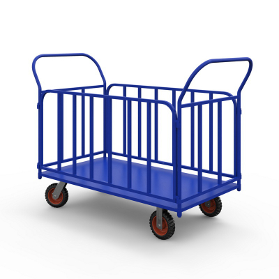 Тележка платформенная с трубчатыми бортами ТБ 1 (500х800) г/п 600 кг.160 литая протекторная резина HV Market