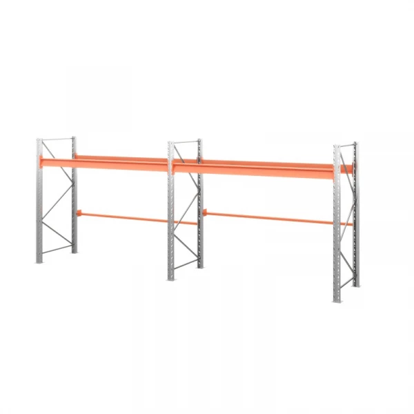 Две секции стеллажа металлического паллетного 2000х1800х1100 мм. Ярусы: пол+1