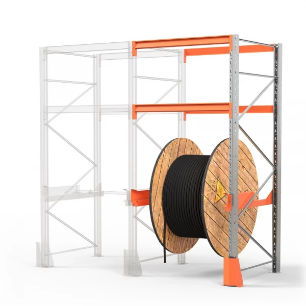 Секция приставная cтеллажа металлического для катушек (3000х1350х1300 мм), 1 ярус (85.1.5) HV Market