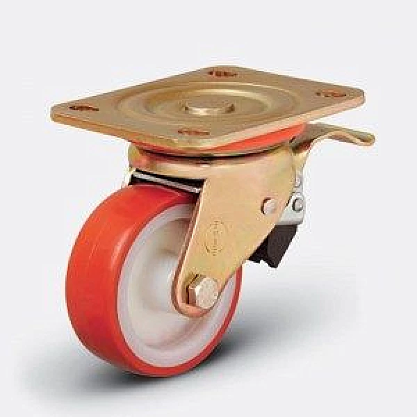 Колесо большегрузное полиуретановое поворотное с тормозом ED01 ZBP ⌀ 100 F