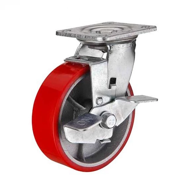 Колесо большегрузное полиуретановое SCPB 63 поворотное с тормозом ⌀150